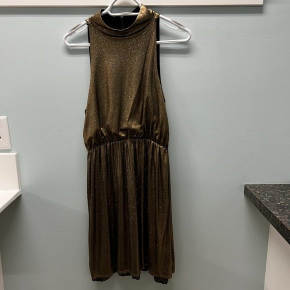 Alice + Olivia Estelle Gold Shimmer Sequin Dress Medium - Picture 4 of 9